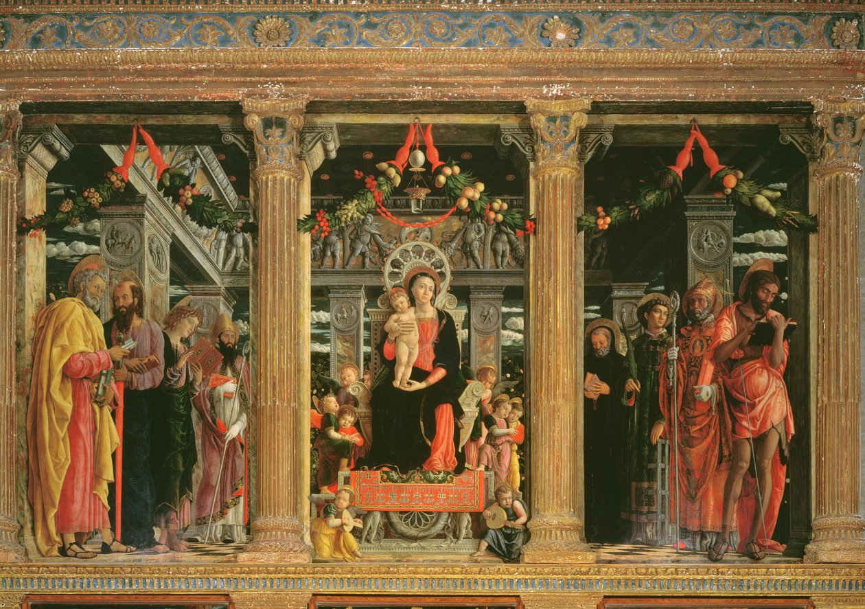 Pyhän Zenon Veronan alttaritaulu, 1456-60 (214237:n yksityiskohta) tekijältä Andrea Mantegna