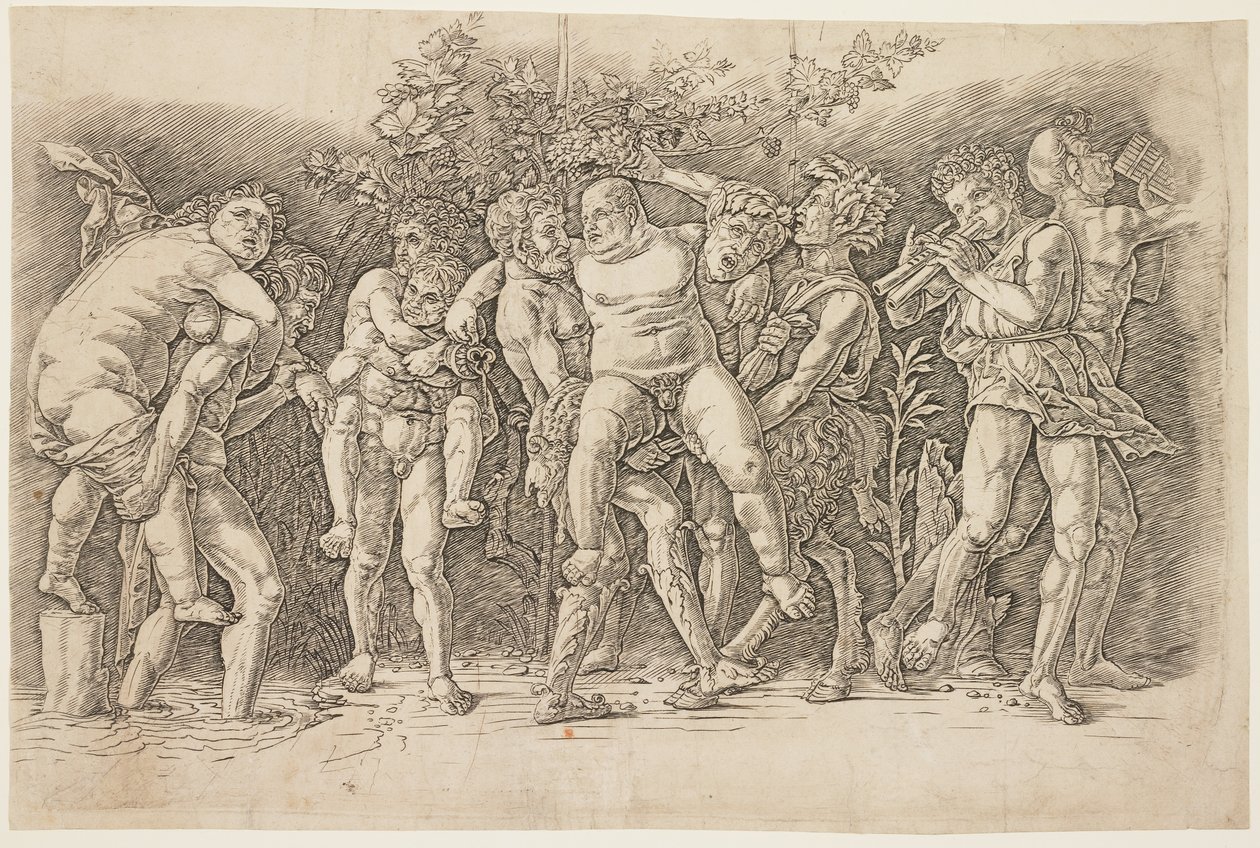 Bacchanal Silenuksen kanssa, 1470-luvun alku tekijältä Andrea Mantegna