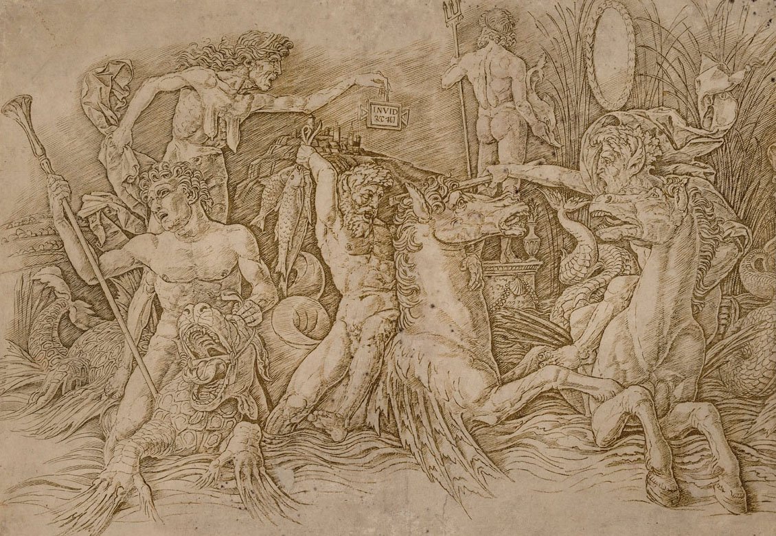 Combat des Dieux -marginaalit tekijältä Andrea Mantegna