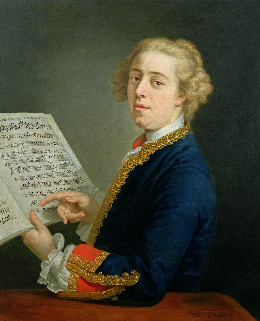 Italian viulistin Francesco Geminianin (1687-1762) muotokuva tekijältä Andrea Soldi