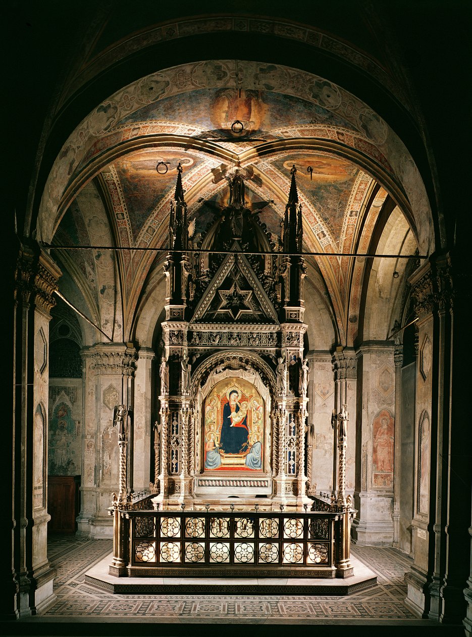 Tabernaakkeli, jossa Madonna ja lapsi enkelien kanssa, 1347-59. tekijältä Nardo di Cione Orcagna