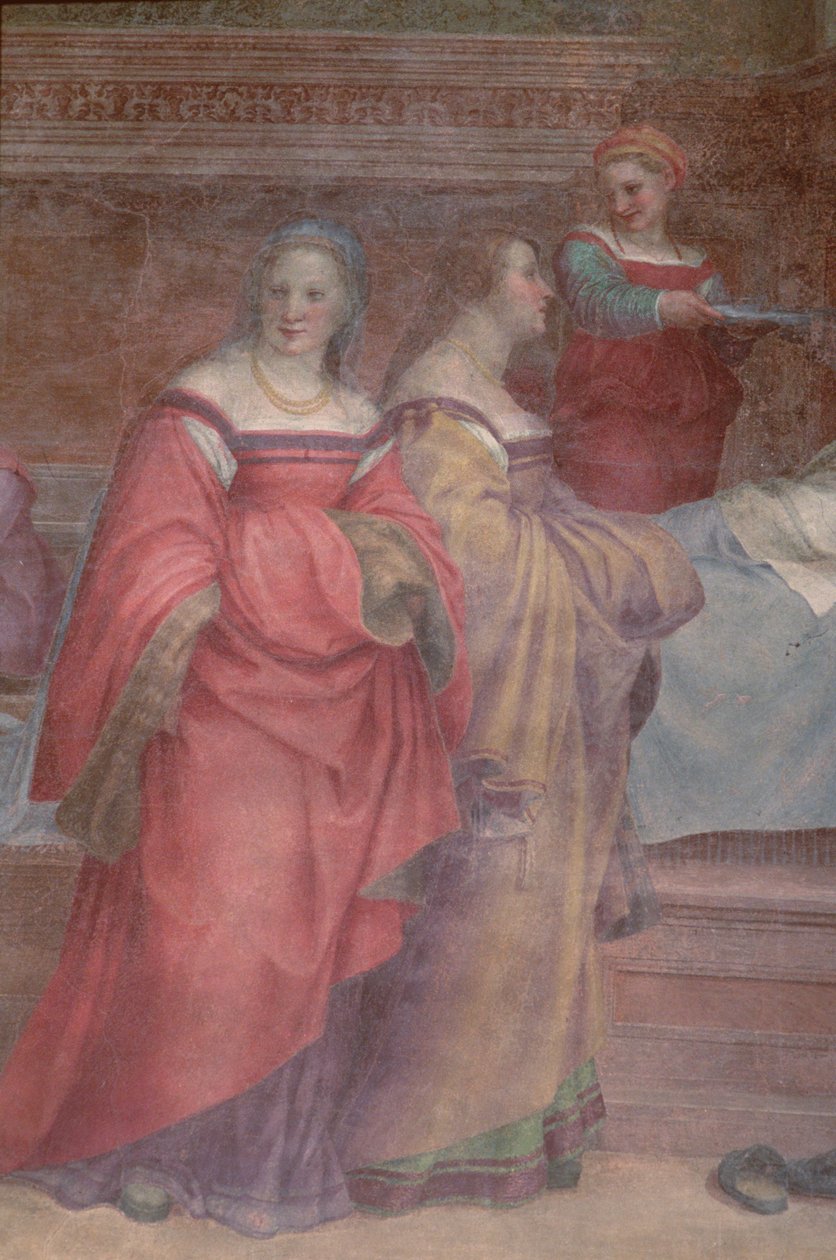 Odottavat naiset, Neitsyt Marian syntymästä (yksityiskohta) tekijältä Andrea del Sarto