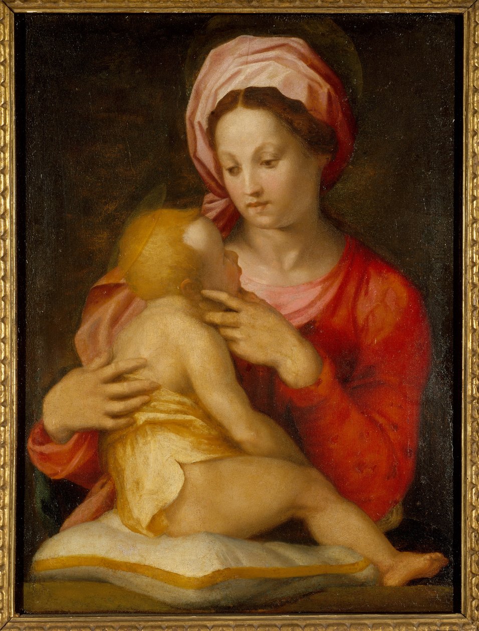 Madonna ja lapsi (öljy lasille siirretty paneelista) tekijältä Andrea del Sarto