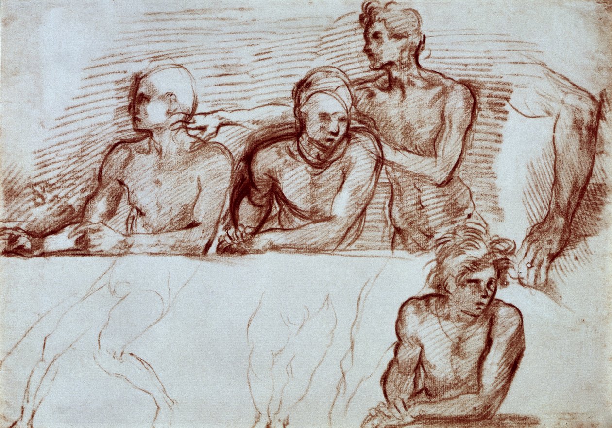 Tutkimus neljästä mieshahmosta (liitu) tekijältä Andrea del Sarto