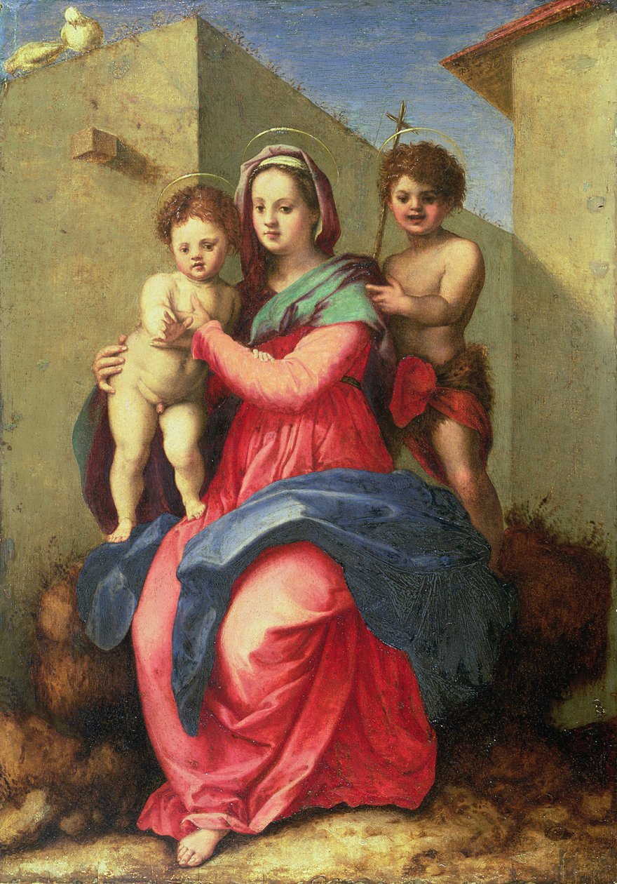 Madonna ja lapsi sekä Johannes-lapsi (paneeli) tekijältä Andrea del Sarto