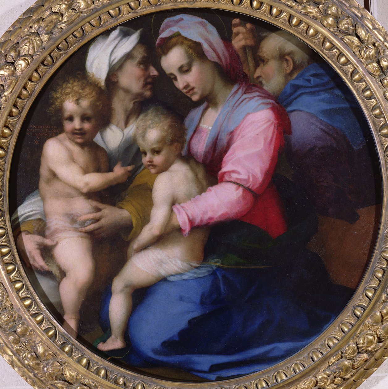 Neitsyt lapsen Kristuksen kanssa, St. Elizabeth ja St. John, n. 1516 (öljy paneelissa siirretty kankaalle) tekijältä Andrea del Sarto