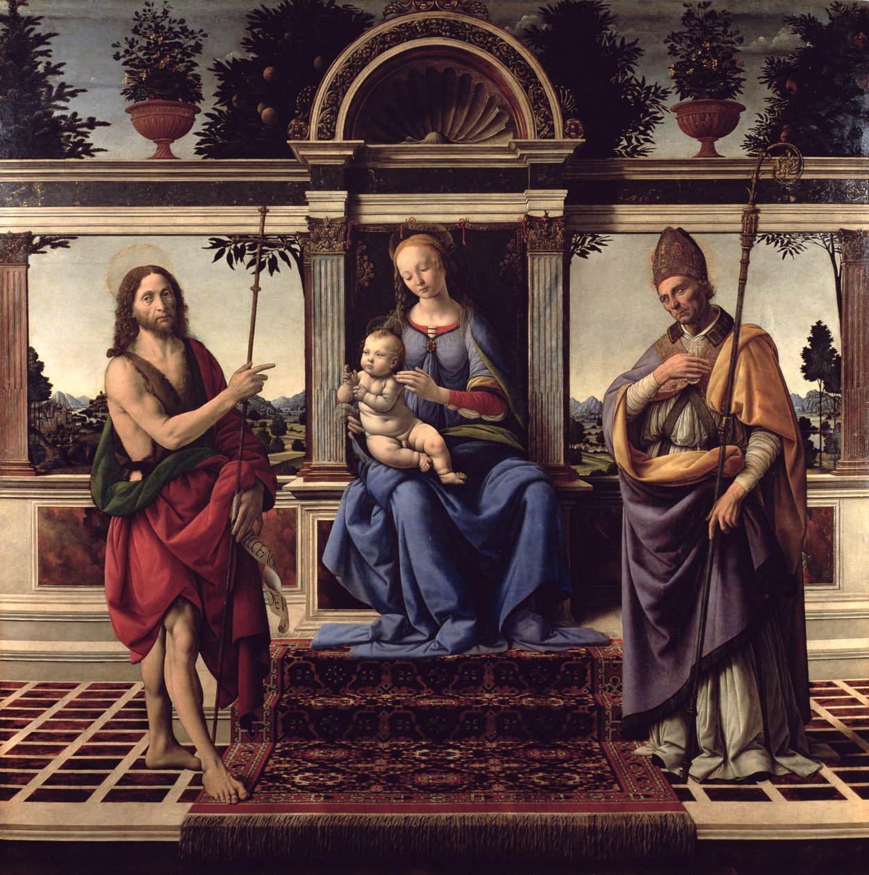 Madonna pyhien Johannes Kastajan ja Donatuksen kanssa, n. 1475-1483 tekijältä Andrea del Verrocchio