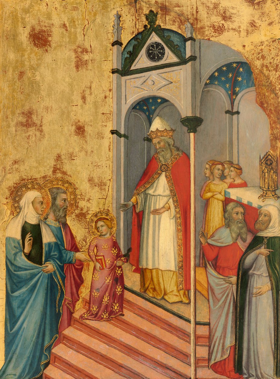 Neitsyen esitys temppelissä, n. 1400-5 (tempera poppelitaululla) tekijältä Andrea di Bartolo