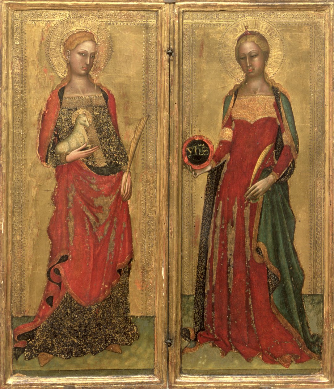 St. Agnes ja St. Domitilla (tempera paneelissa) tekijältä Andrea di Bonaiuto