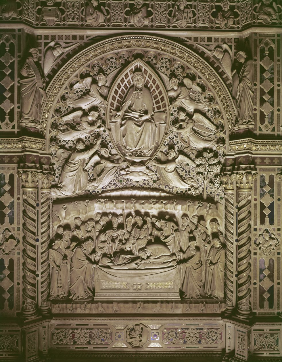 Neitsyen kuolema ja taivaaseenastuminen, 1349-59 (marmori) tekijältä Andrea di Cione Orcagna