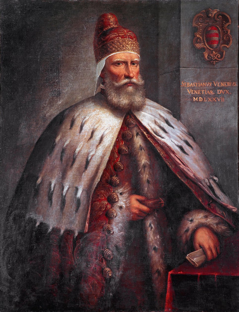Doge Sebastiano Venierin (1496-1578) muotokuva, condottiere Hän johti venetsialaista laivastoa Francesco Duodon kanssa Lepanton taistelussa vuonna 1571. Andrea de 