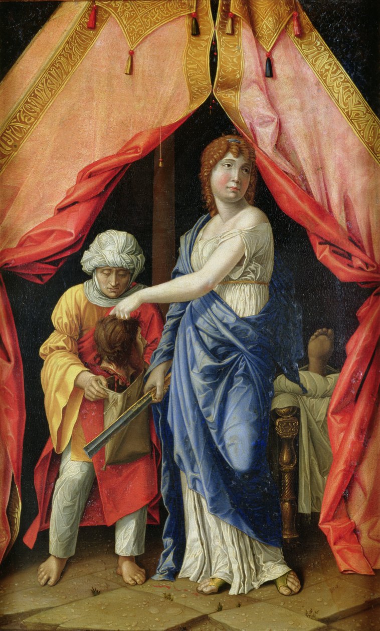 Judith Holofernesin pään kanssa, n. 1500 (öljy paneelille) tekijältä Andrea (after) Mantegna