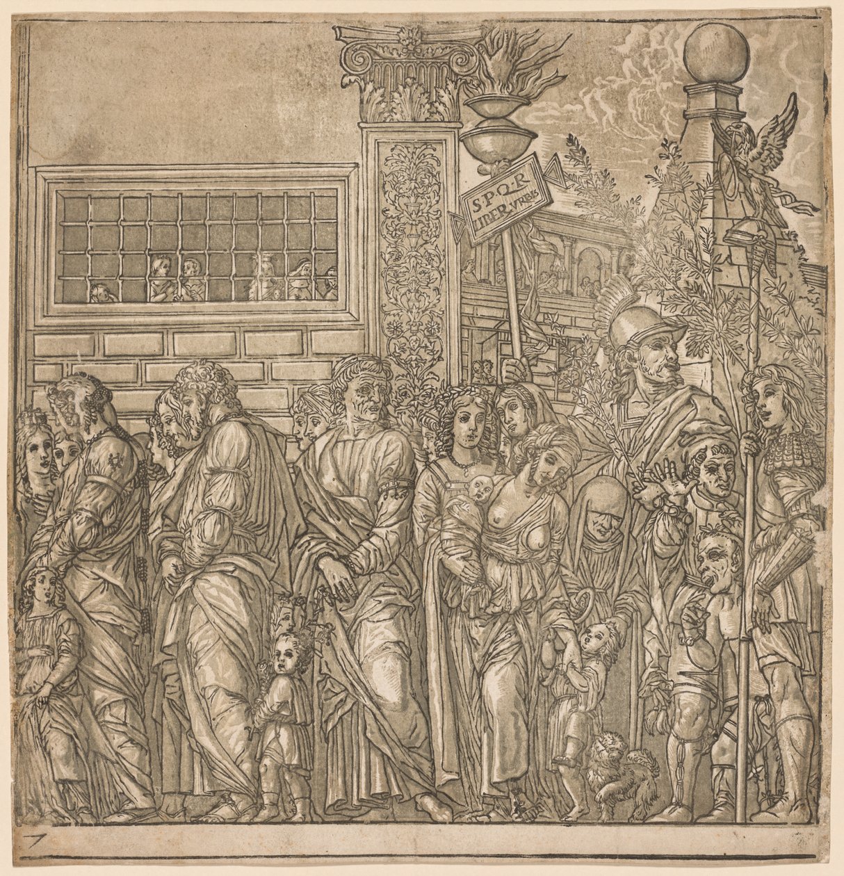 Julius Caesarin voitto: Miesten, naisten ja lasten kulkue, 1593-99. tekijältä Andrea Andreani