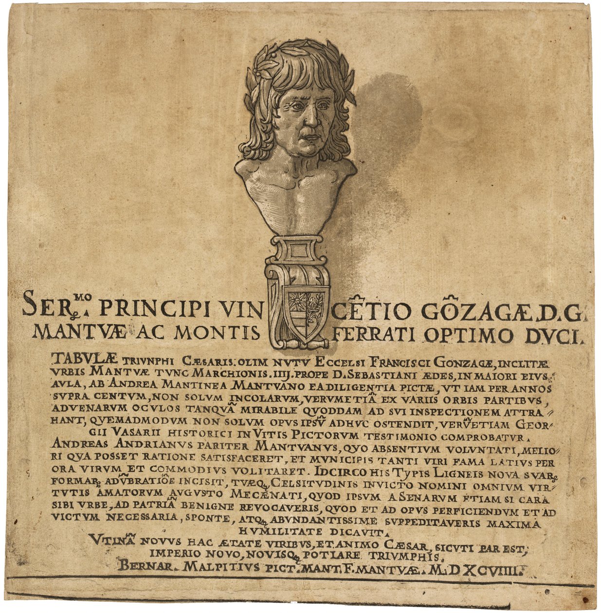 Julius Caesarin voitto: Otsikkosivu tekijältä Andrea Andreani after Andrea Mantegna