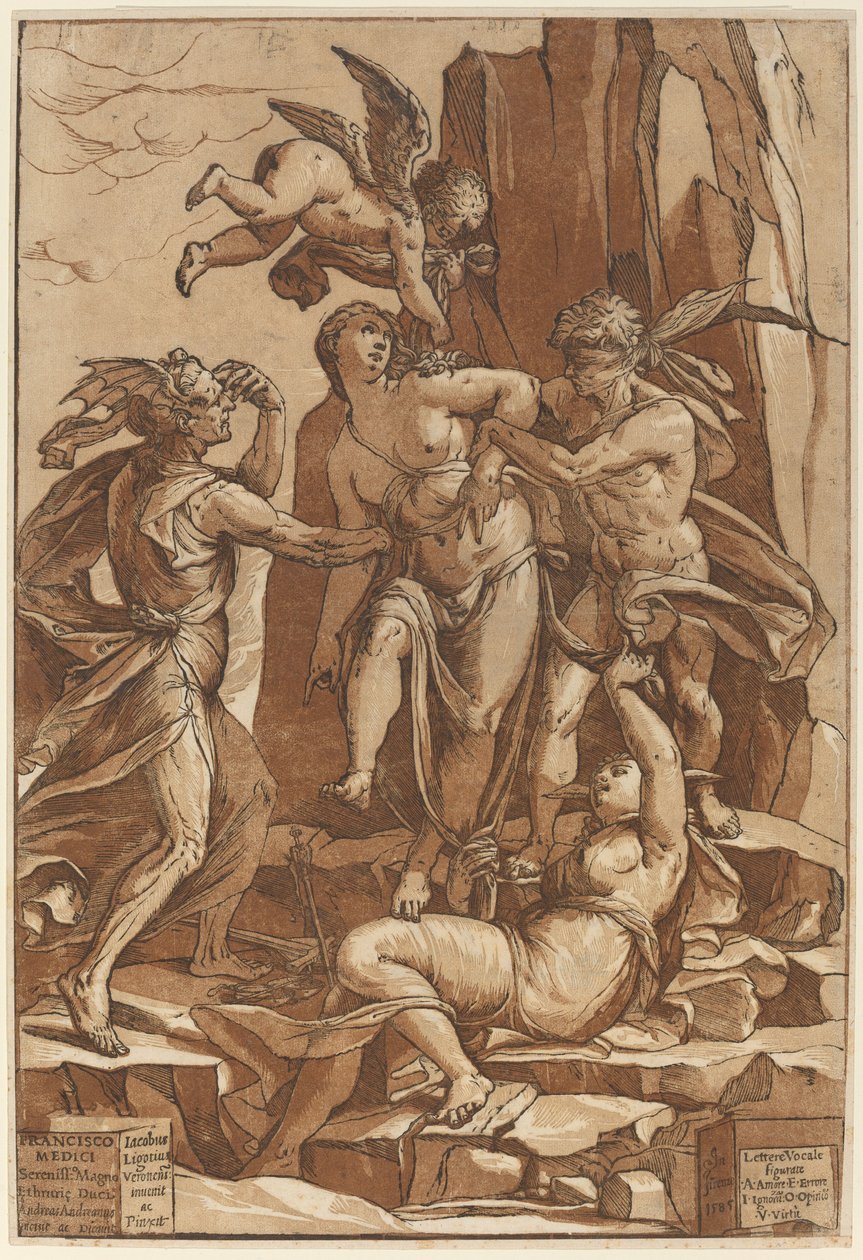 Hyveen allegoria tekijältä Andrea Andreani after Jacopo Ligozzi