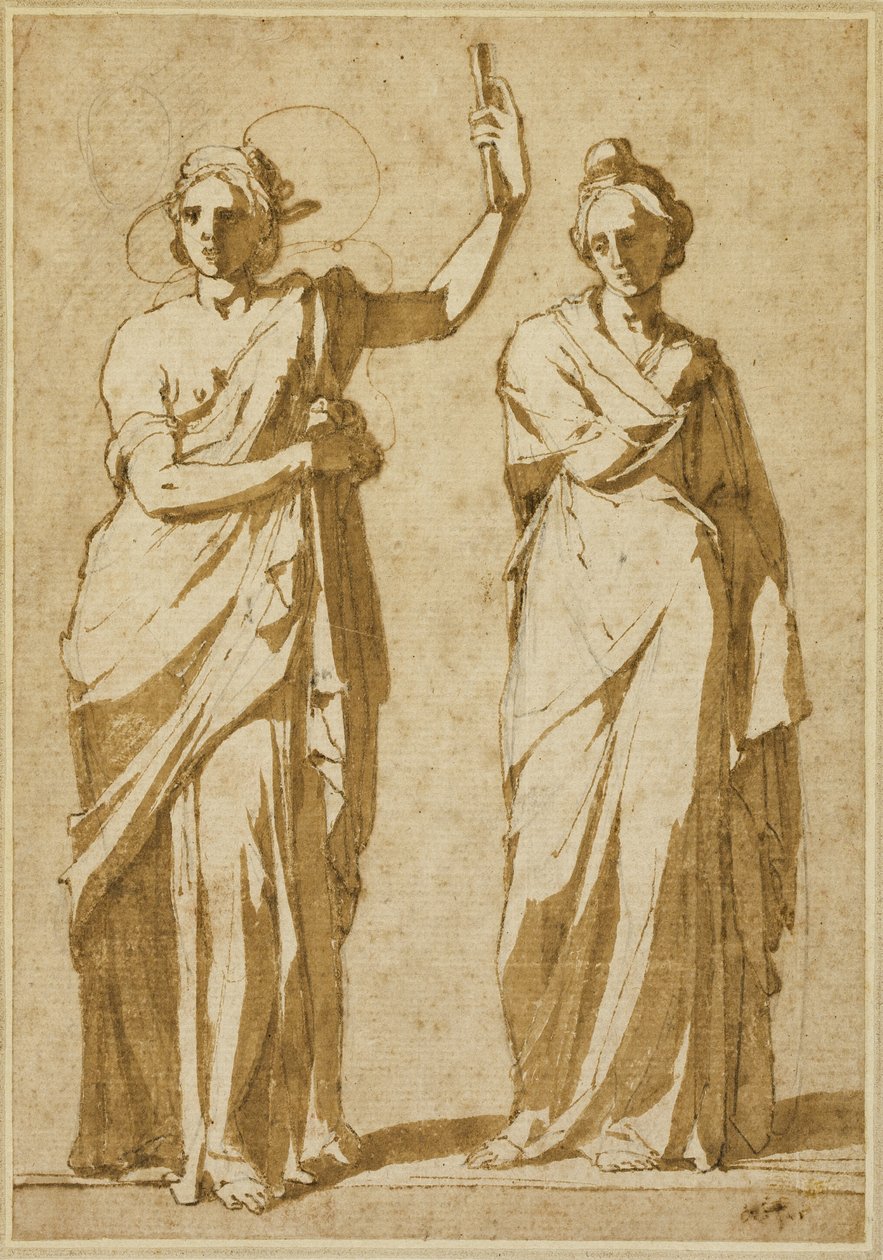 Kaksi seisovaa naishahmoa (Studies after Classical Statuary) tekijältä Andrea Boscoli