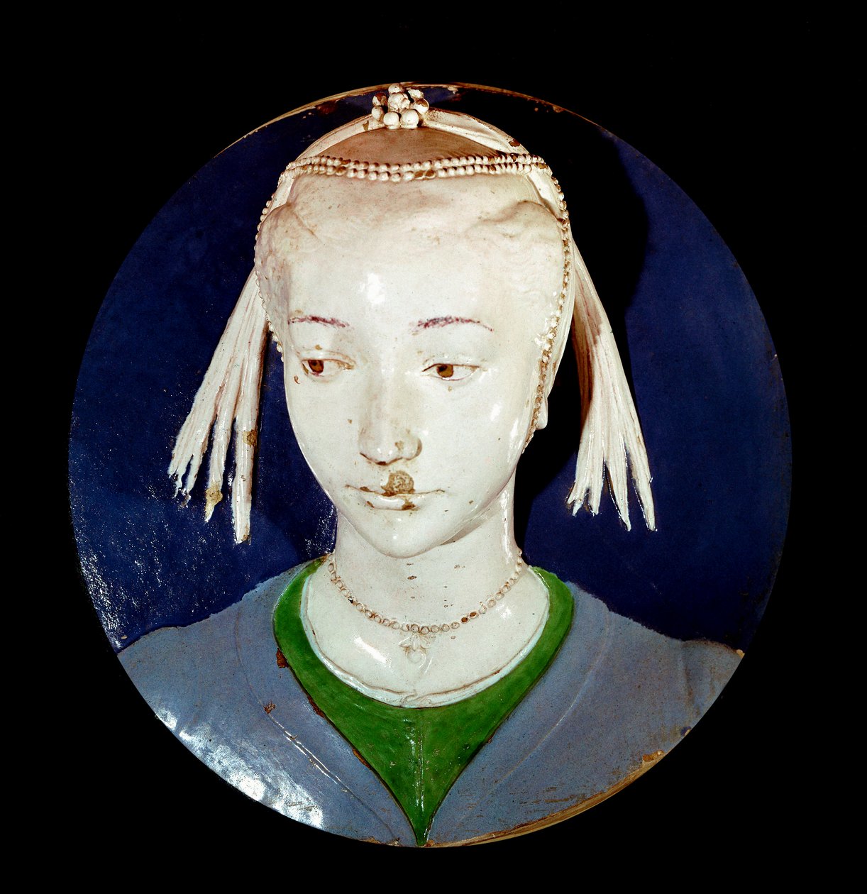 Nuoren muukalaisen Tondon muotokuva terrakottasisustuksessa Andrea della Robbia tekijältä Andrea Della Robbia