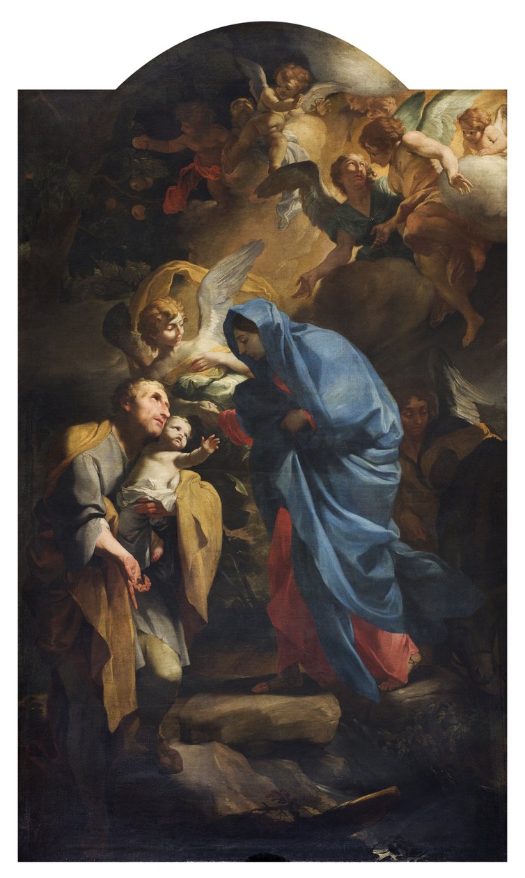 Pyhä perhe tai pako Egyptiin, 1673-74 tekijältä Andrea Lanzani