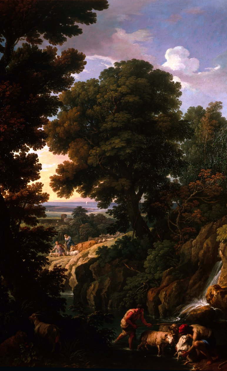 Maisema paimenten kanssa, n. 1730 (öljy kankaalle) tekijältä Andrea Locatelli