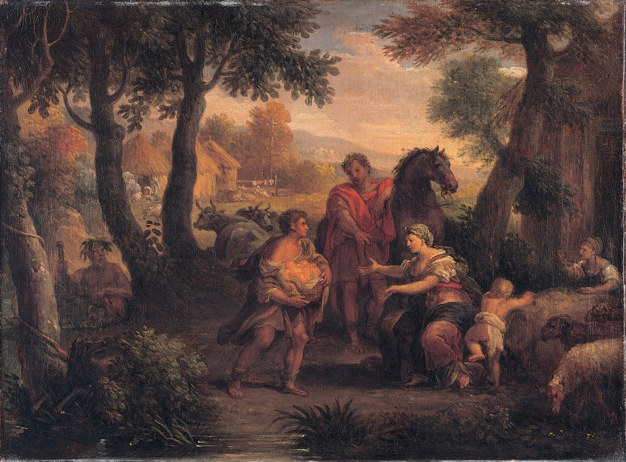 Romuluksen ja Remuksen löytö, n. 1720-1740 tekijältä Andrea Lucatelli