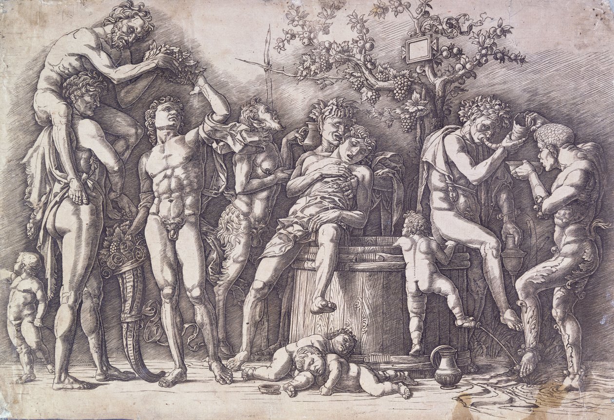 Bacchanal ja viinipuristin, c. 1475 tekijältä Andrea Mantegna