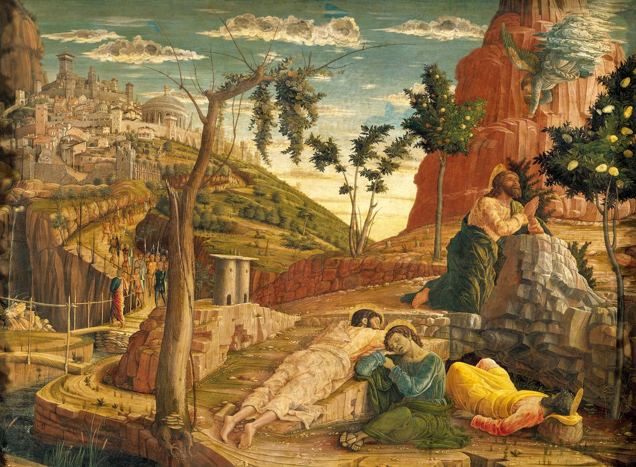 Agony in Garden by Andrea Mantegna (1431-1506), Tempera puulla, 71x94 cm tekijältä Andrea Mantegna