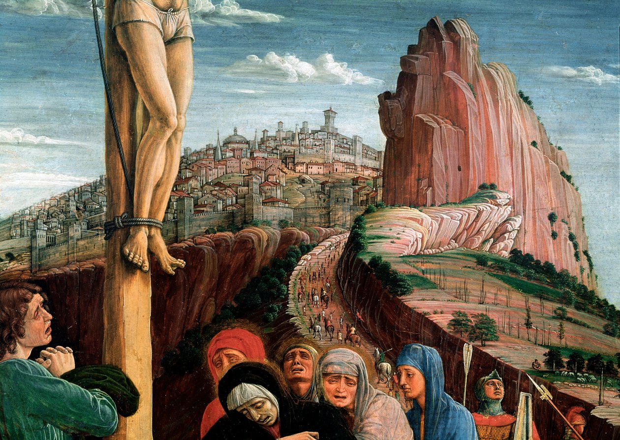 San Zenon alttaritaulu: ristiinnaulitseminen. Yksityiskohta. Tempera kankaalle, Andrea Mantegna (1431-1506) 1459-1460 Pariisi, Musee du Louvre tekijältä Andrea Mantegna