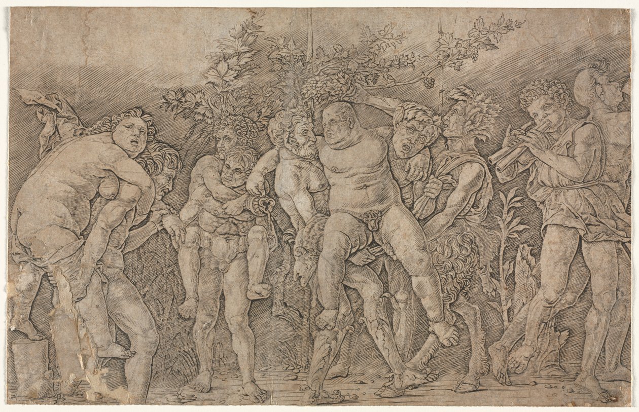 Bacchanal Silenuksen kanssa. tekijältä Andrea Mantegna