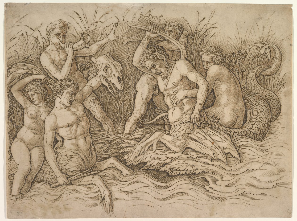 Merijumalten taistelu (friisin oikea osa) tekijältä Andrea Mantegna