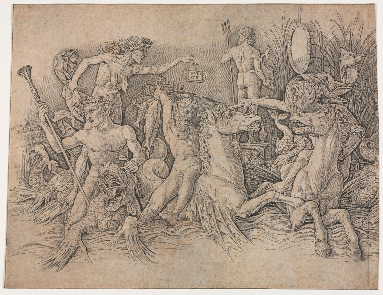Battle of the Sea Gods - vasen osa. tekijältä Andrea Mantegna