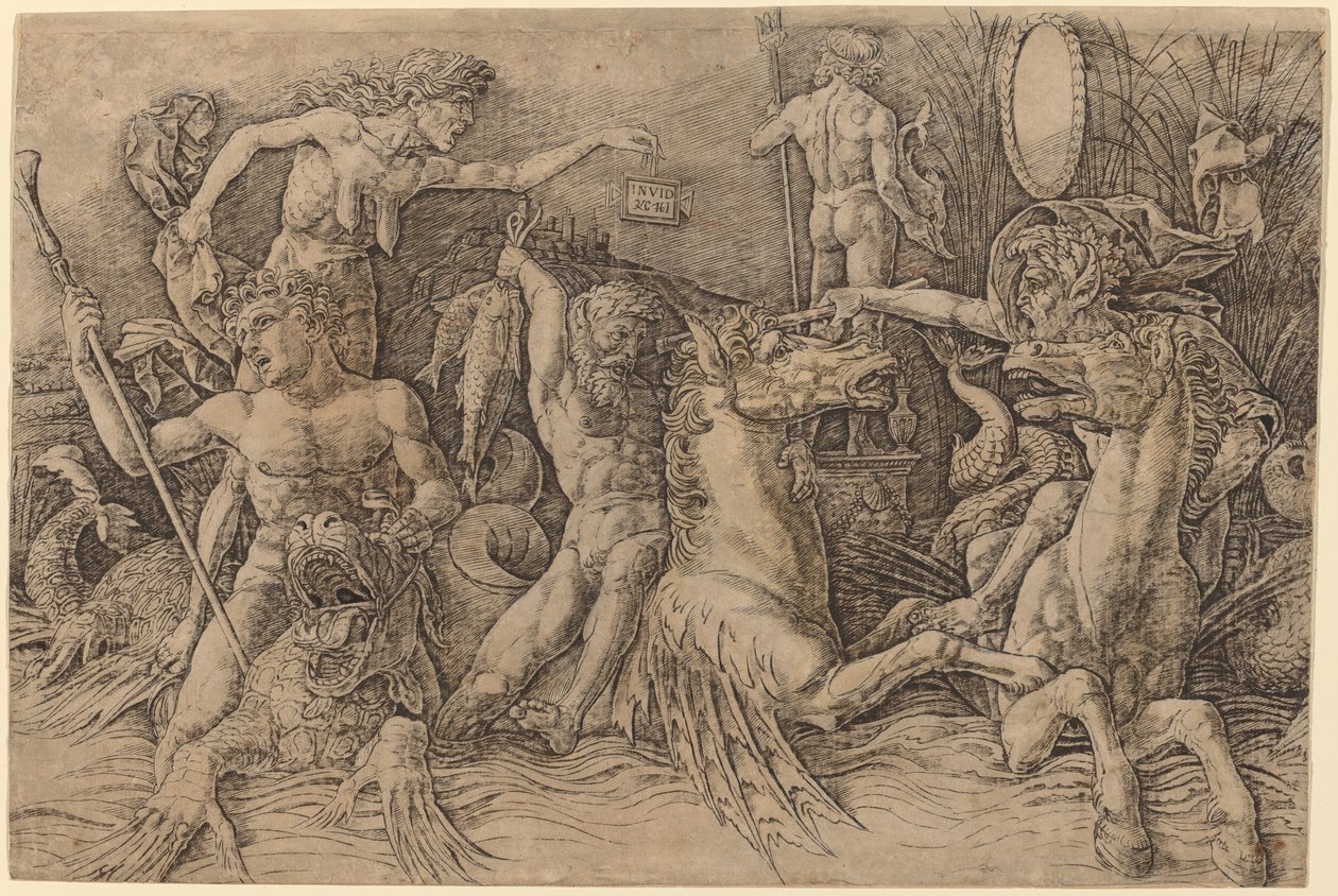 Merijumalien taistelu [vasen puoli] tekijältä Andrea Mantegna