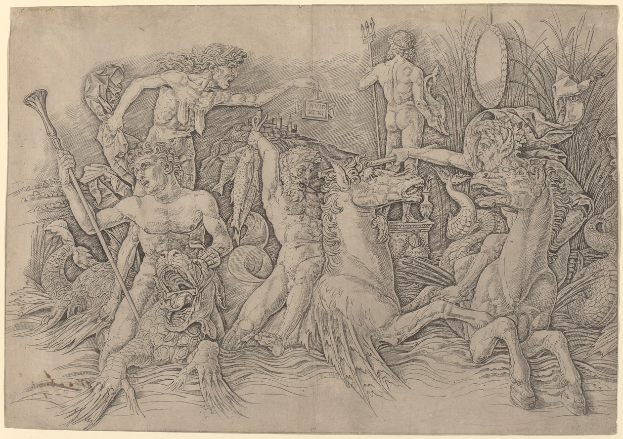 Merijumalien taistelu [vasen puoli] tekijältä Andrea Mantegna