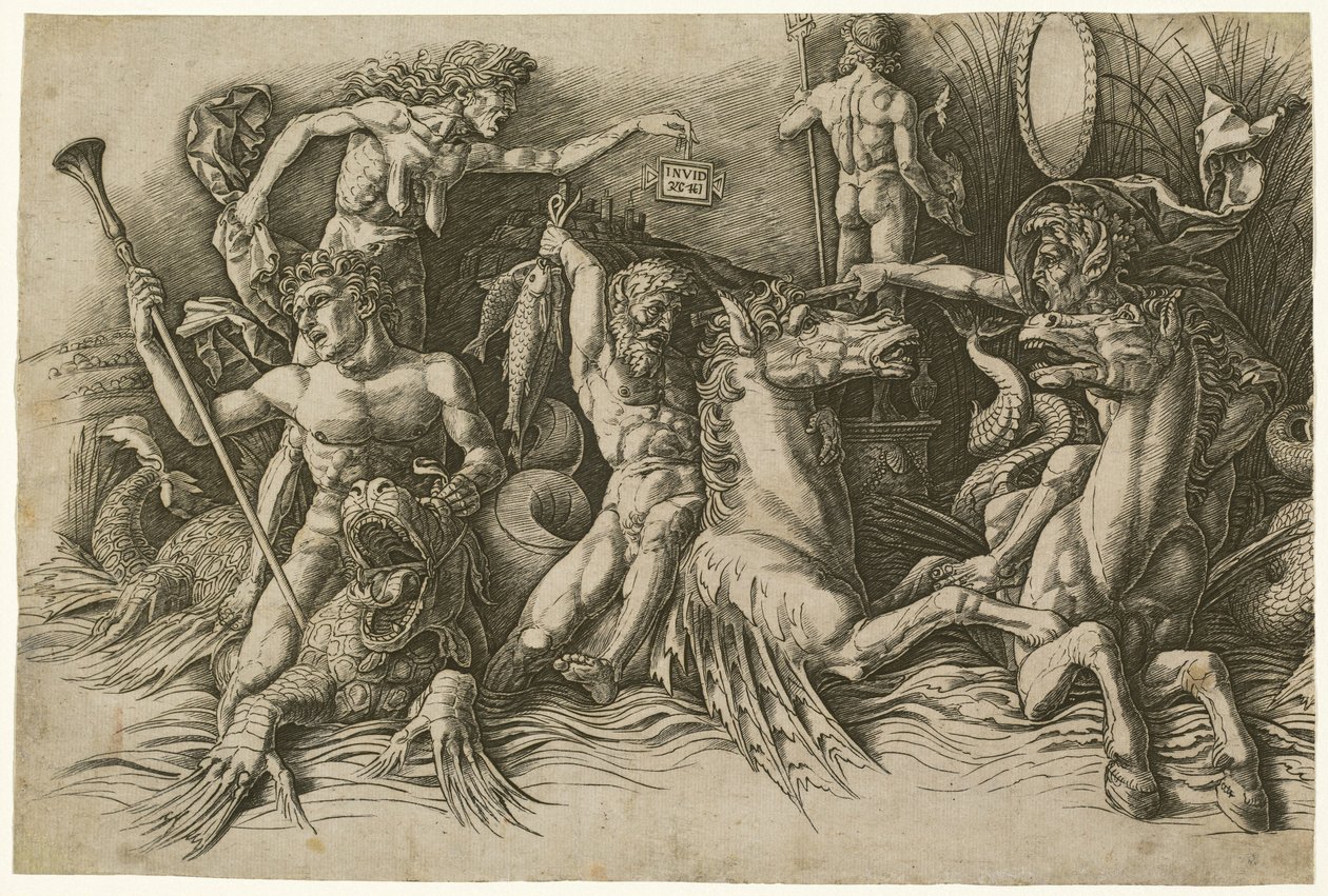 Merijumalten taistelu [vasen puoli] tekijältä Andrea Mantegna