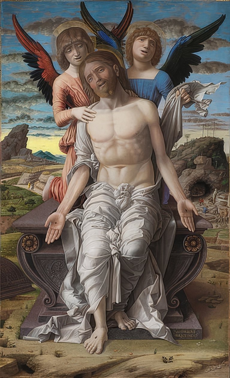 Kristus murheiden miehenä. 1495-1500 tekijältä Andrea Mantegna