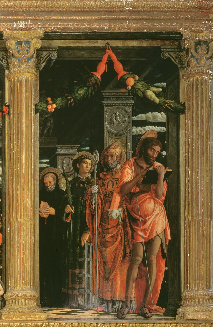 Yksityiskohta San Zenon alttaritaulusta, 1456-60 tekijältä Andrea Mantegna