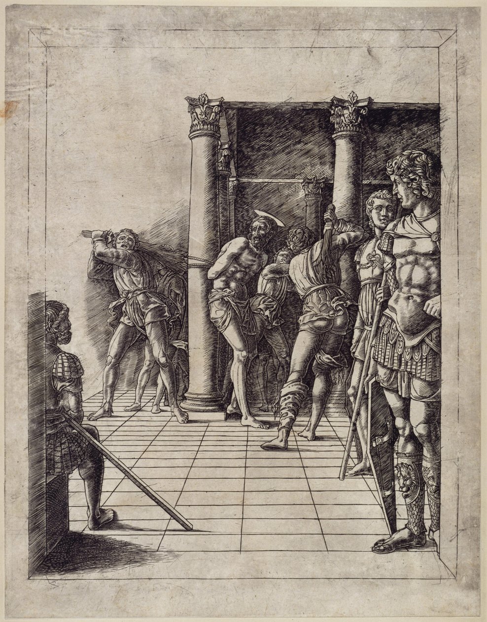 Kristuksen ruoskiminen (laattalattia) tekijältä Andrea Mantegna