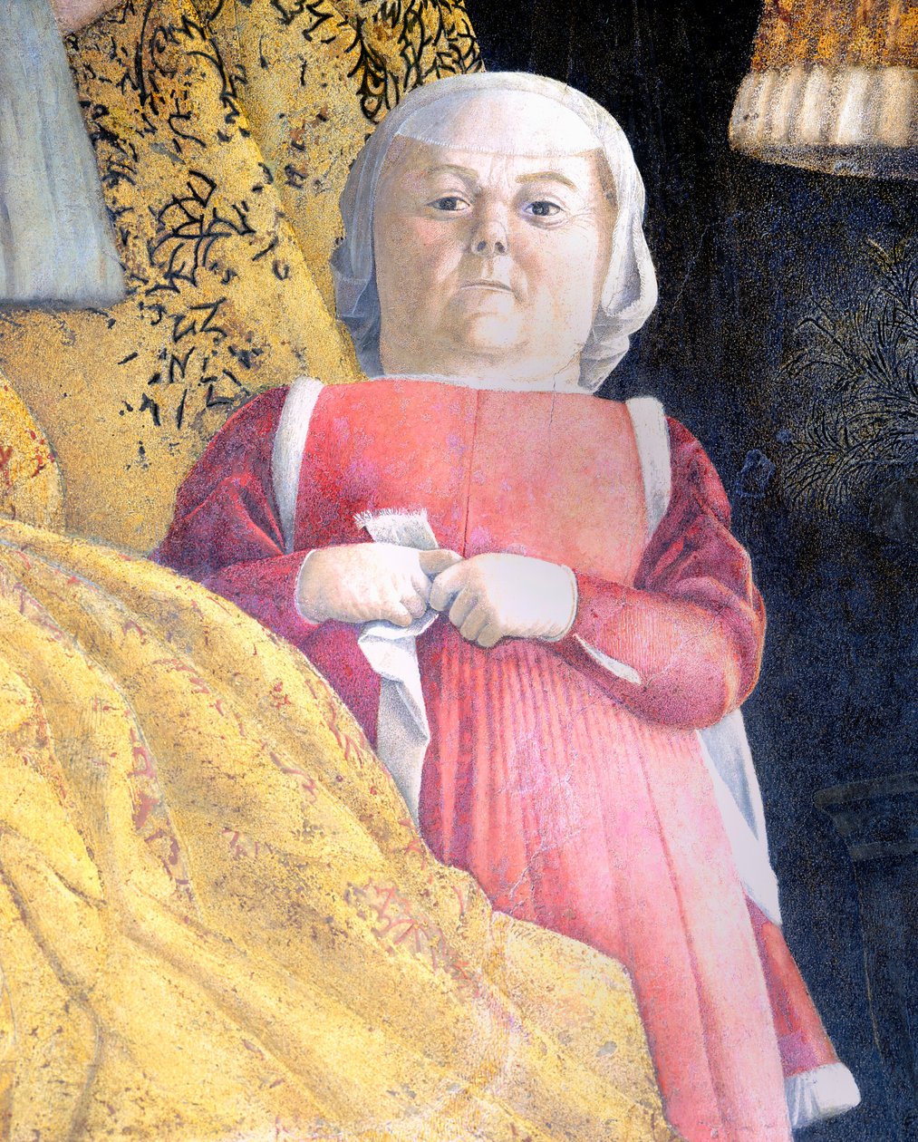 Oven kääpiö, yksityiskohta Court Wallista tekijältä Andrea Mantegna