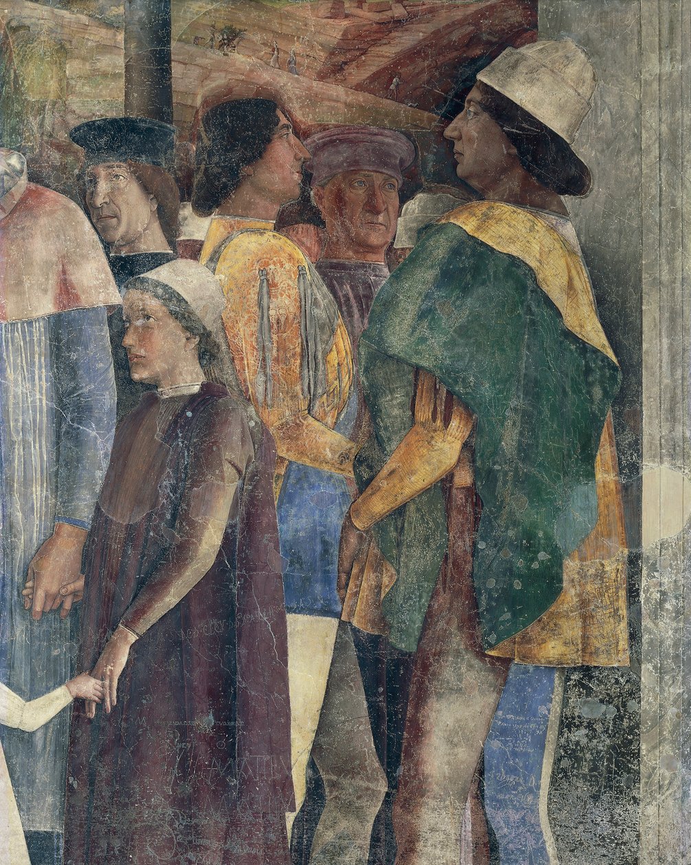Frederick III Habsburgilainen, Christian I Tanskasta ja Federico I Gonzaga, yksityiskohta Meeting Wallista, Andrea Mantegna (1431-1606), fresko, San Giorgion linna, hääkammio tai Camera Picta, Mantova tekijältä Andrea Mantegna