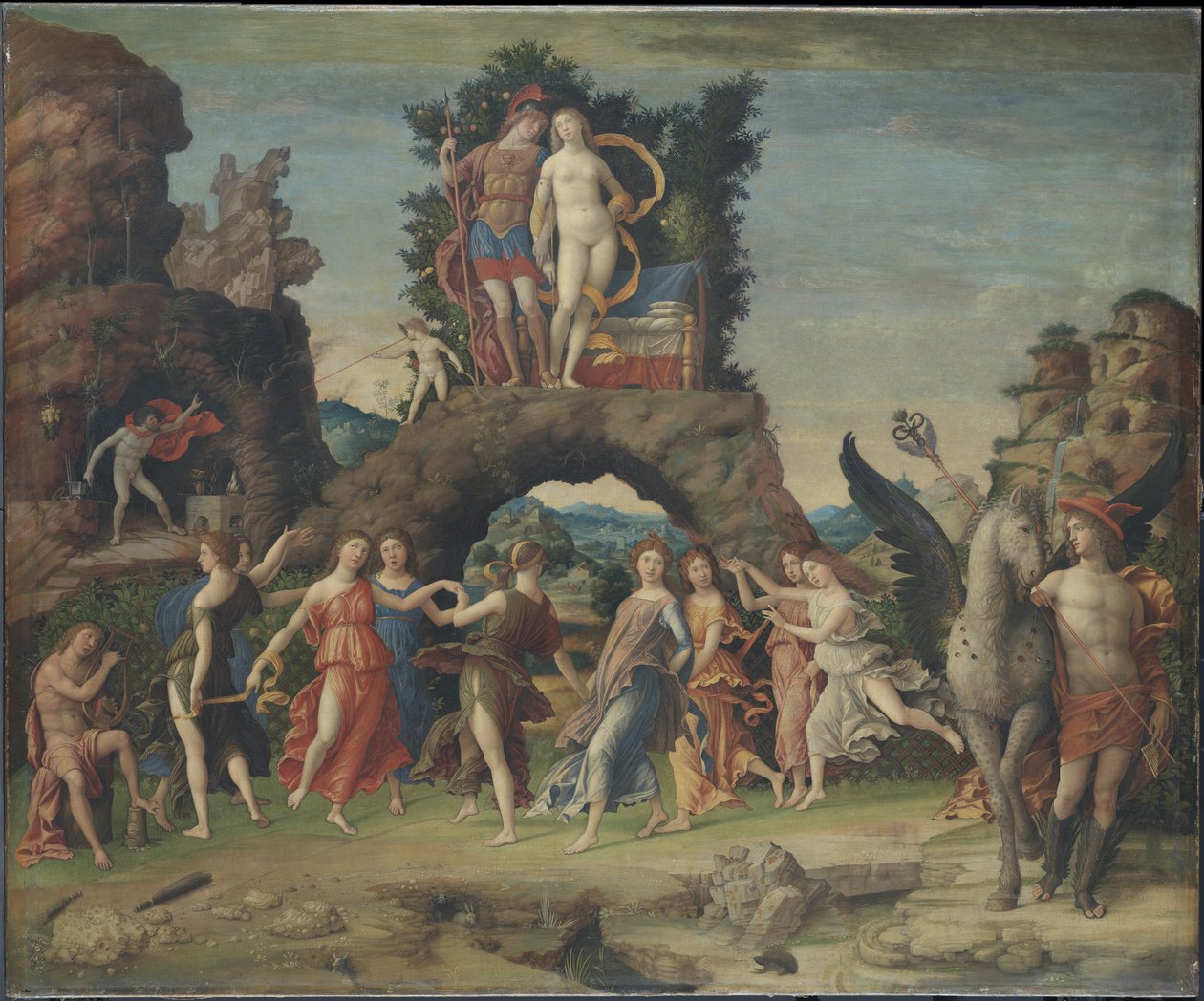 Saksa: Der Parnaß, Yksityiskohta Parnassus tekijältä Andrea Mantegna