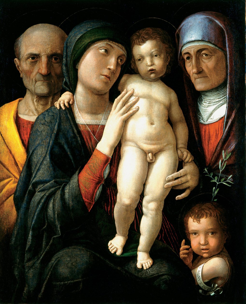 La Sainte Famille (Pyhä perhe) - Andrea Mantegnan (1431-1506) maalaus, öljy kankaalle (75x61,5), noin 1495 - Valtion taidegalleria, Dresden (Saksa) tekijältä Andrea Mantegna