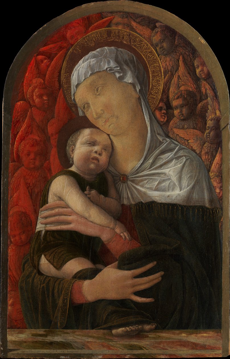 Madonna ja lapsi serafimien ja kerubien kanssa, n. 1454. tekijältä Andrea Mantegna