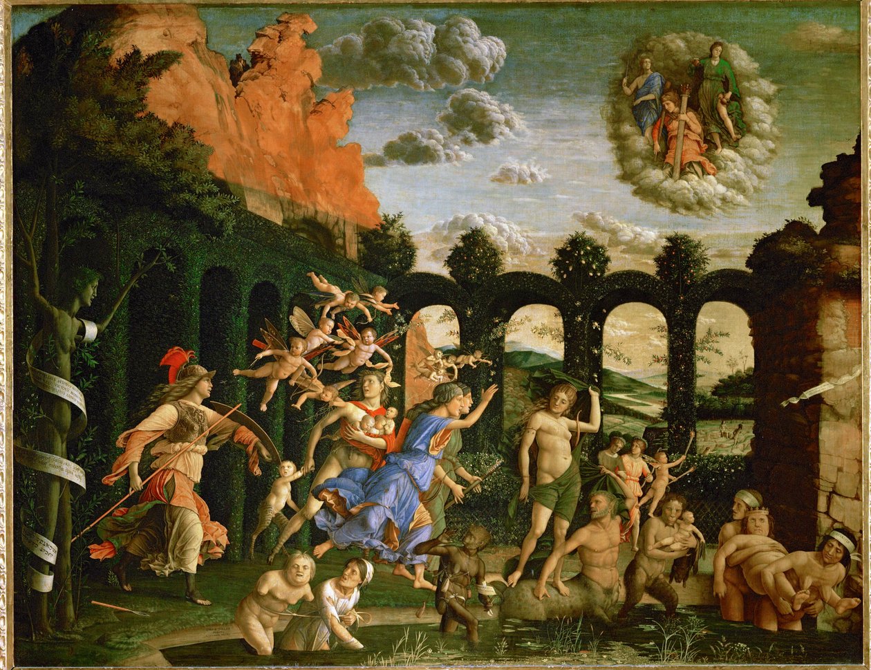 Minerva, viisaus, hyveiden jahtaaminen hyveiden puutarhasta ... tekijältä Andrea Mantegna
