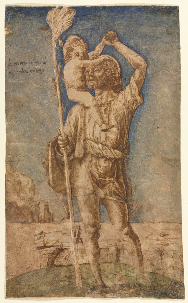 Pyhä Kristofer, noin 1500. tekijältä Andrea Mantegna