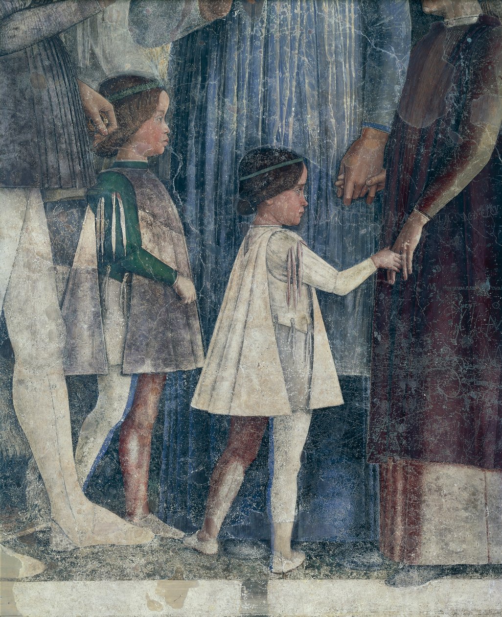 Sigismund ja Francesco II Gonzaga, yksityiskohta Meeting Wallista Andrea Mantegna (1431-1606), fresko, San Giorgion linna, hääkammio tai Camera Picta, Mantova tekijältä Andrea Mantegna