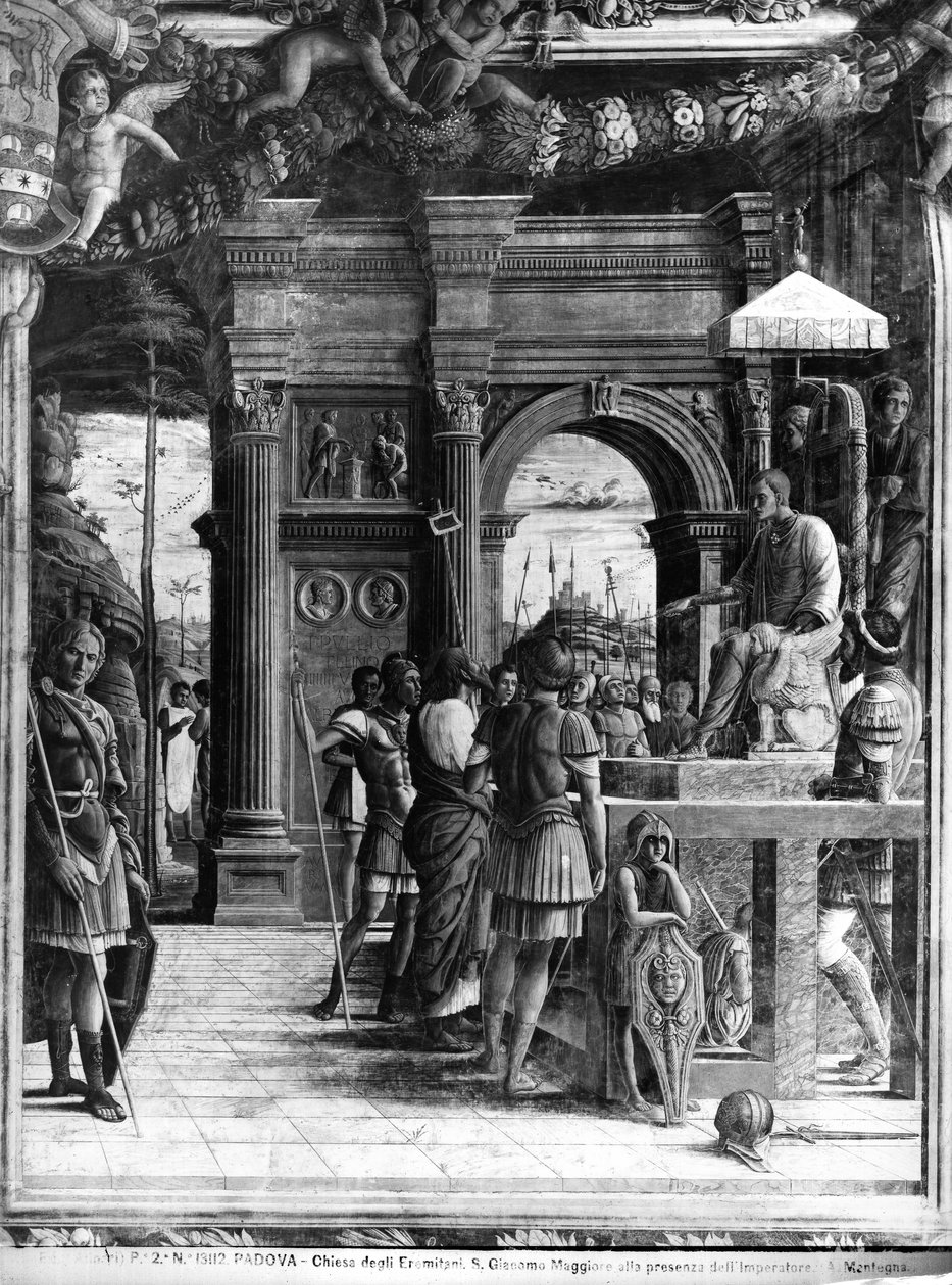 Pyhä Jaakob Suuri toi kuningas Herodes Agrippan eteen (yksityiskohta) tekijältä Andrea Mantegna