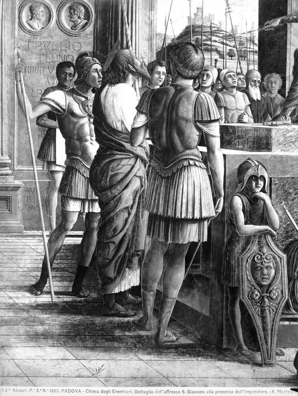 Pyhä Jaakob Suuri toi kuningas Herodes Agrippan eteen (yksityiskohta) tekijältä Andrea Mantegna