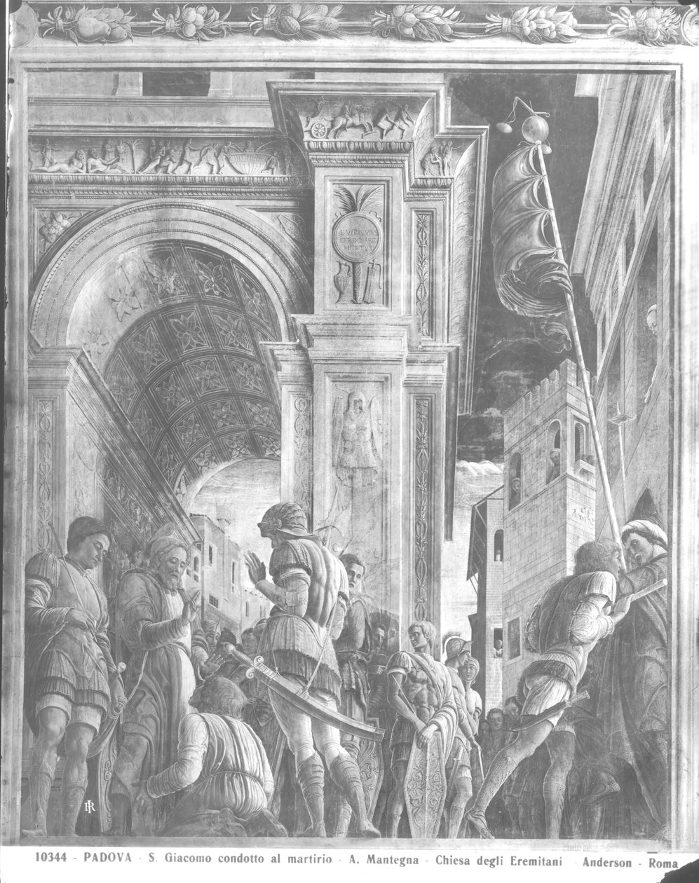 Pyhä Jaakob Suuri matkalla teloitukseen (yksityiskohta) tekijältä Andrea Mantegna
