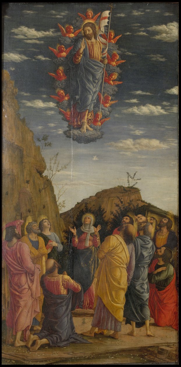 Uffizi Uffizi Tryptichin taivaaseenastumistriptyykki, vasen paneeli, n. 1463-1464 tekijältä Andrea Mantegna