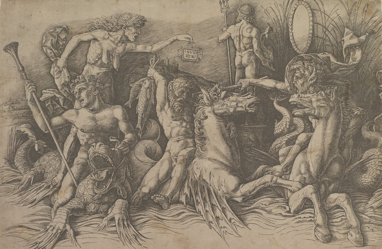 Merijumalien taistelu Vasen osa friisistä, n. 1485-88. tekijältä Andrea Mantegna
