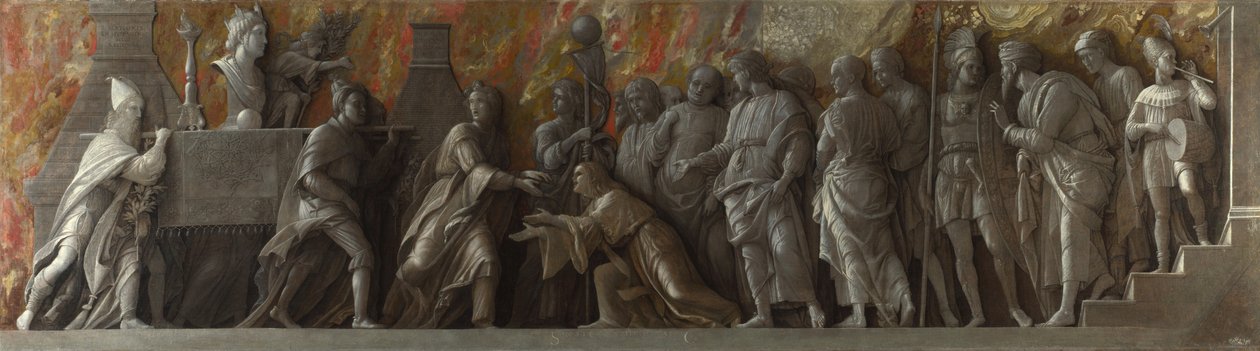 Cybele-kultin esittely Roomassa, n. 1505 tekijältä Andrea Mantegna